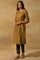 Olive Cotton Silk Jacquard kurta