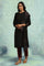 Black Solid Cotton Silk Drape