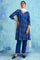 Indigo Dabu Print V-Neck kurta