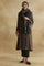 Black Thread Embroidered Silk Tussar Straight Pants