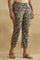 Dark Grey Handblock Print Straight Pants