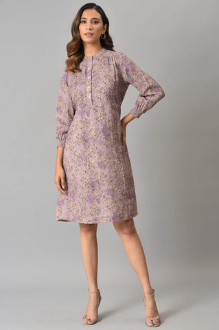 Lilac Floral Printed Western Dress