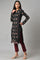 Black Floral Printed Winter kurta