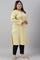 Lemon Yellow Embroidered A-Line Plus Size Winter kurta