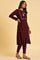 Plus Size Red Embroidered Winter kurta