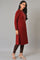 Red A-Line Embroidered Winter kurta