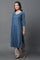 Blue Embellished Straight Kurta