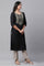 Black Embroidered Zari Work Straight Woven Kurta