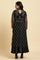 Black Zari Embroidered Sheer Kurta And Skirt Set