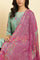 Seas Green Embroidered Kurta, Pants & Dupatta Set