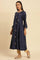 Blue Flared Embroidered Kurta