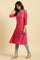 Dark Pink Embroidered A-Line Festive Kurta