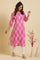 Pink Straight Kurta With Floral Print