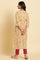 Yellow Floral Printed Straight Kurta