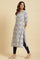 Light Blue Print Mix Rayon Kurta