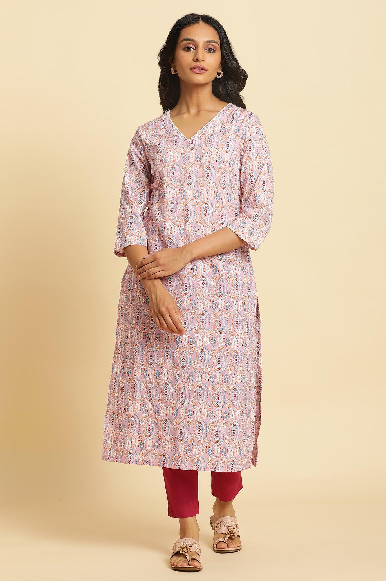 Light Purple Paisley Printed Kurta