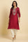 Magenta Embroidered Festive Kurta