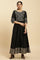 Black Panelled Embroidered Festive Dress