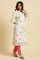 White Straight Kurta With Multi-Coloured Floral Print