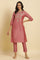 Pink Embroidered Relaxed Fit Kurta