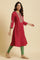 Maroon Embroidered Festive Kurta