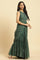 Green Foil Printed Chiffon Sharara Saree Dress