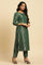 Green Rayon Jacquard Festive Kurta