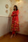 Red Floral Printed Flared Kurta