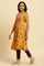 Yellow Shantung Kurta With Chunky Embellishment