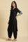 Black Flared Kurta With Bandani & Tie-Dye Detail