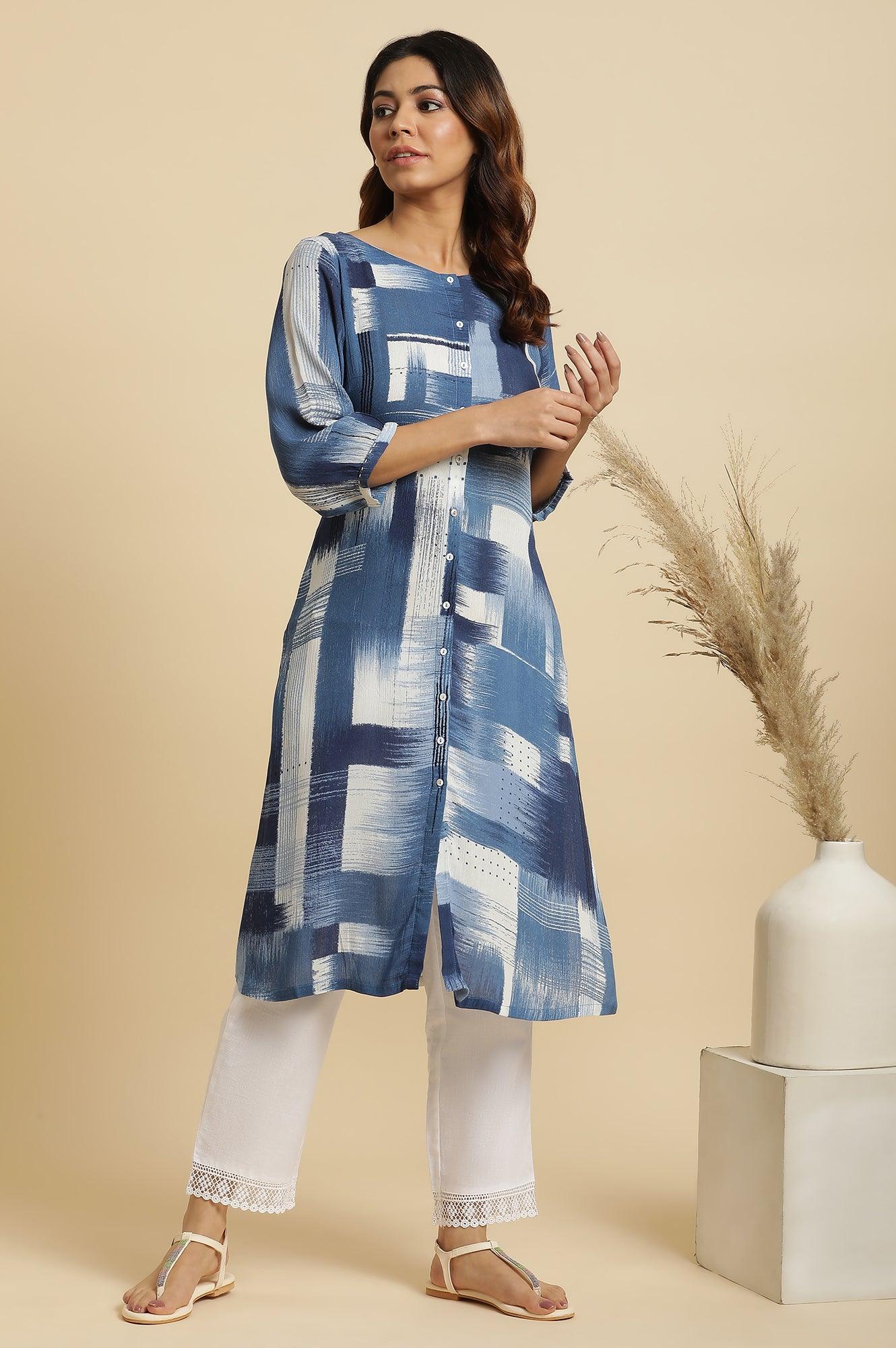 Indigo Abstract Print Kurta