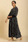 Black Bandhani Printed Flared Dress