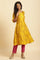 Yellow Geometric Printed A-Line Kurta