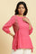 Pink Embroidered Solid Top With Side Tie-Up