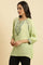 Sage Green Top With Embroidered Yoke