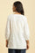 White Front Pleated Top With Embroidery