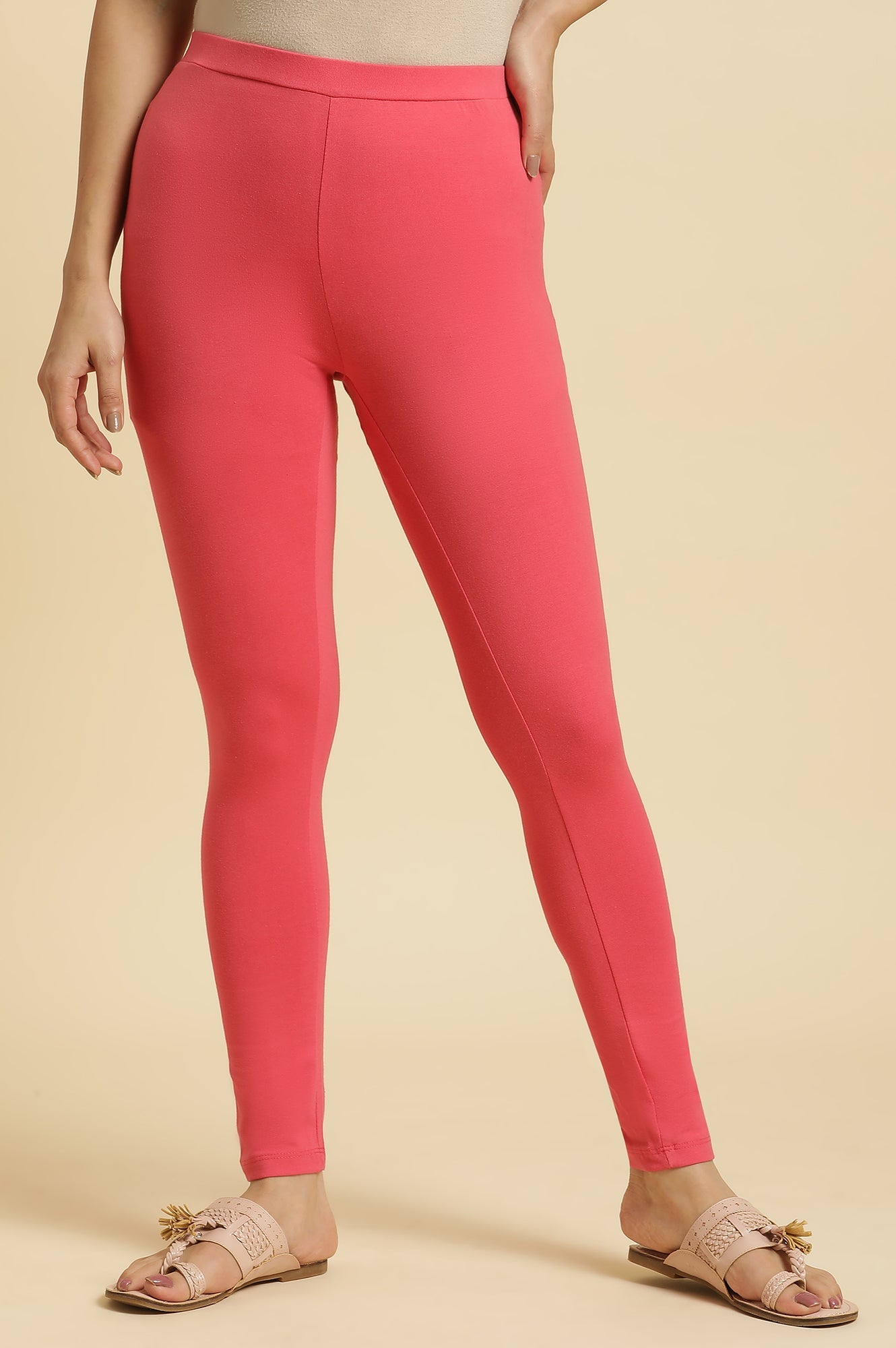 Pink Cotton Jersey Tights