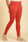 Rust Red Knitted Solid Tights.