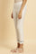 White Slim Pants With Embroidered Hemline