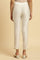 Ecru Slim Pants With Embroidered Hemline