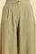 Green Taper Pleated Trouser With Buttom On Hemline