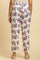 Ecru Straight Pant With Purple Floral Print