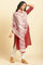 Ecru And Maroon Printed Kota Dupatta