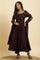 Purple Flared Embroidered Kurta, Pants And Dupatta Set