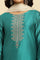 Teal Blue Zari Embroidered Straight Kurta, Pant And Dupatta Set