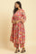 Red Chintz Gathered Kurta, Pants And Dupatta Set