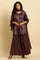 Purple Zari Embellished Short Kurta, Flared Pants And Dupatta Set