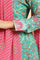 Teal Green Anarkali Printed Kurta, Tights And Dupatta Set