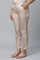 Gold Solid Straight Fit Satin Pants With Elasticated Waist