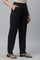 Black Schiffli Embroidered Straight Fit Woven Palazzo With Elasticated Waist